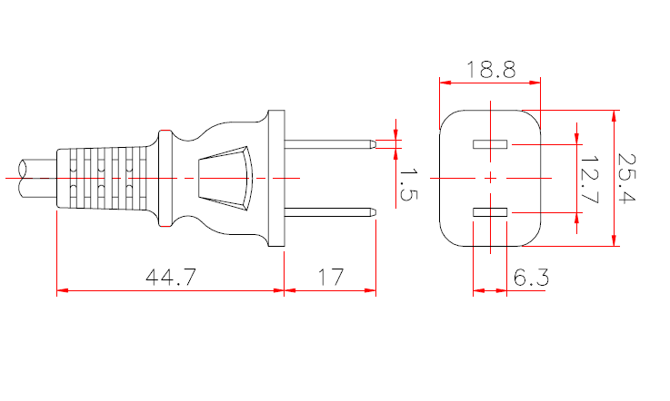 アメリカ NEMA 1-15P・2 P・ストレート形 AC プラグ・15A 125V_製品